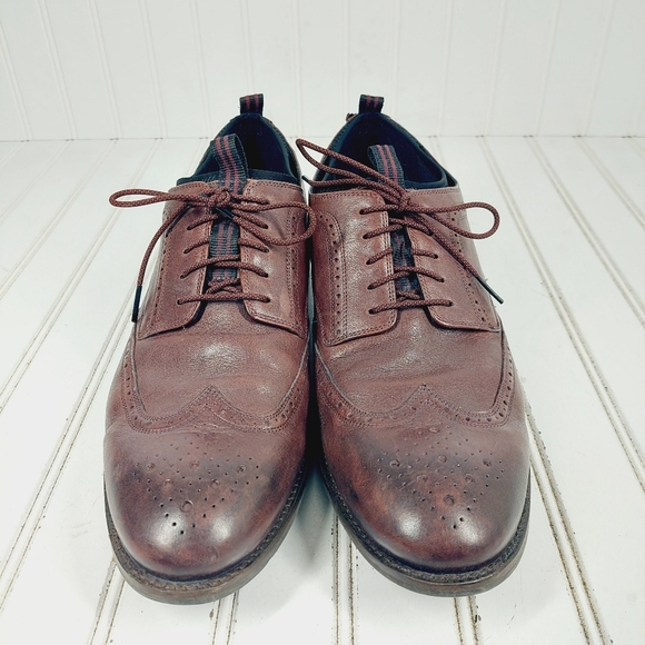 Cole Haan Holland Long Wing Brown Leather Lace Up Cordovan Oxfords M124 main image 10